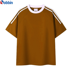 BOBBIN INDUSTRIES Camiseta Personalizada para Hombre, Tallas Grandes, Estilo Urbano, Costuras en Contraste, Franja en el Hombro, Manga Corta, Corte Regular, 100% Algodón - Product Image 5