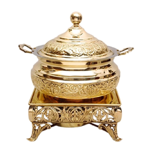 Traditionnel et élégant, ce réchaud rond en laiton repose sur une base décorative et ventilée, disponible à prix de gros. - Product Image 3