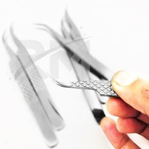 Pince à épiler professionnelle RMI tendance en acier inoxydable pour extensions de cils, pointe fine, courbée, droite, à pointe en fibre, biseautée - Product Image 4