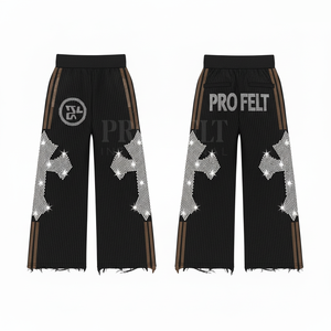 Pantalones Anchos Oversize al por Mayor con Diseño de Estrella de Diamantes de Imitación Personalizado, de Cintura Alta, Ajuste Holgado, Estilo Urbano, Pantalones de Chándal - Product Image 6