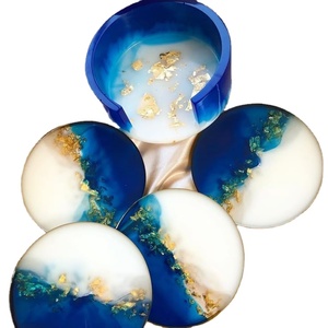 Dessous de verre en résine de luxe faits à la main tampons carrés colorés personnalisables pour ensemble de table de tapis de cuisine meilleur prix - Product Image 1