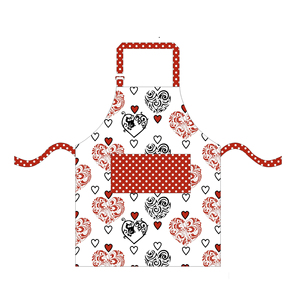 Modern Heart Pattern 100% Cotton Apron with Pink Pocket and Straps Sustainable Kitchen Use for Hotels & Restaurants - Product Image 2