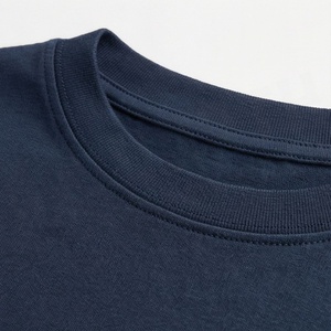 Ensemble 2 pièces décontracté pour femme en coton bleu marine, col rond, manches courtes, coupe ample, couleur unie, printemps-été, au-dessus du genou - Product Image 4