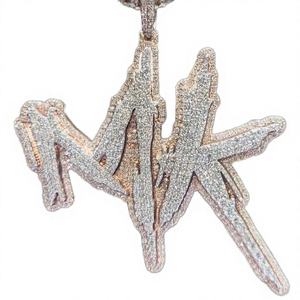 Collar con Colgante de Letra de Diamante Cultivado en Laboratorio de Lujo, Chapado en Oro, Plata de Ley, Unisex, para Hip Hop y Streetwear, Muy Solicitado - Product Image 1