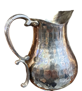 Carafe en cuivre martelé à la main de style ottoman avec relief en relief, pour service de boissons, Surahi Jug Pinar, couleur NICKEL, 2L avec poignée - Product Image 1