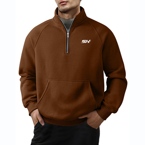 Sweat-shirt à fermeture éclair quart de tour personnalisé de haute qualité pour homme, avec logo personnalisé, vêtement d'extérieur, en coton mélangé basique - Product Image 1