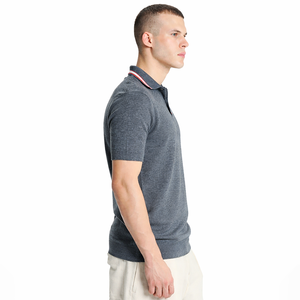 Slate Grey Slim Fit Down <b>Collar</b> Knit Polo <b>Shirt</b> for <b>Men</b> Premium Quality Summer Wear Short Sleeves <b>Men's</b> Polo <b>Shirts</b> - Product Image 2