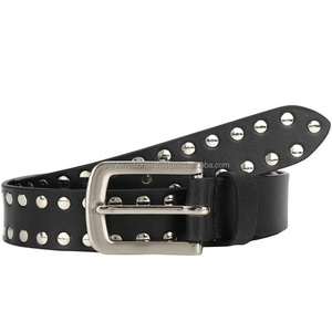 เข็มขัดหนังแท้หรูหราสไตล์ธรรมชาติพร้อมหัวเข็มขัดทองเหลืองและหมุดย้ำชุบโครเมี่ยม - Product Image 6