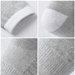 Ankle <b>Socks</b> Solid Gray White Toe And Cuff 100% Cotton Breathable Thin Knitted For Adults Summer Casual Daily Wear - Product Image 4