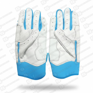 Gants de frappe de baseball en cuir robuste bleu et blanc, unisexes, ambidextres, fermeture Velcro, entraînement, solides, légers, confortables - Product Image 6