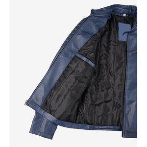 2026 OEM Hot Demanding Customized Navy Blue Cowhide <b>Leather</b> <b>Jacket</b> For <b>Men's</b> High Quality Low MOQ Winter Fashion Heated <b>Jackets</b> - Product Image 3