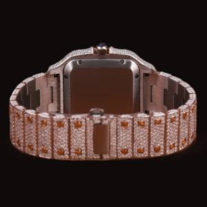 Reloj Impresionante de Diseño Cuadrado Personalizado con Números Romanos, Esfera Completamente Adornada con Diamantes Moissanite, Hecho a Mano, Estilo Hip Hop - Product Image 5