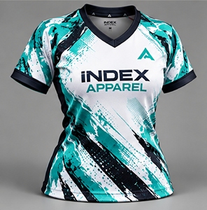 Maillot de football pour femme iINDEX APPAREL, col en V, manches courtes, ajusté, sublimé, rose, noir, blanc, anti-transpiration, toutes saisons - Product Image 4