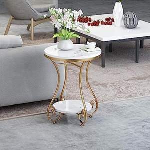 Mesa Auxiliar Redonda Multifuncional de Hierro y Metal para Sala de Estar, Dormitorio y Balcón - Product Image 4