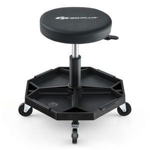 Sgabello Regolabile su Ruote per Lavori Pesanti, Nero, Capacità 150 kg, con Vassoio Portautensili per Riparazioni Auto - Product Image 2