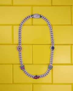 Collier Hip Hop Cœur Brisé Plaqué Or 18 carats avec Chaîne Cubaine de 9 mm pour Hommes - Product Image 4