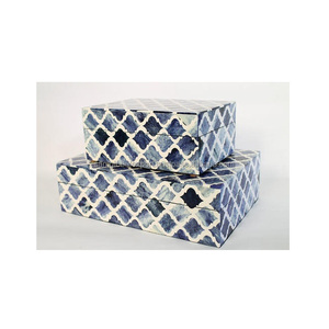 Boîte incrustée d'os en bois indien de luxe avec motif de fleurs en résine petit emballage affichage de tiroir pour bijoux décoration de la maison boîte-cadeau - Product Image 5