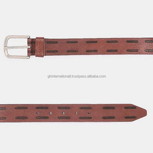 เข็มขัดหนังแบบชิ้นเดียวสำหรับผู้ชายเข็มขัดแบบเรียบง่ายสำหรับผู้ชายเข็มขัดแบบยึดหัวเข็มขัดโลหะแบบสีตัดกัน - Product Image 6