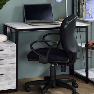 Scrivania Rettangolare Anticata Bianca e Nera con Base in Metallo, Elegante Scrivania per Computer - Product Image 2