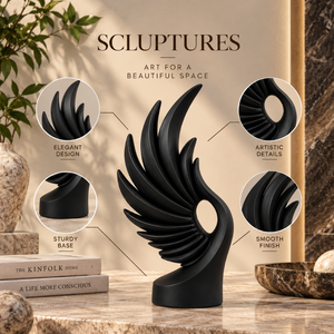 Sculpture d'ange abstraite noire moderne, figurine artistique pour la décoration de la maison et du salon |   Finition élégante et lisse - Product Image 5