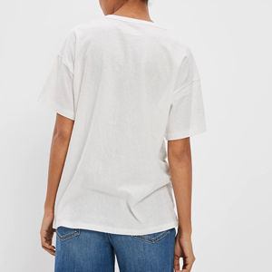 Camiseta transpirable de alta calidad para mujer, con bordado personalizado, impresión de logotipo, algodón, informal, tejida, de alta calidad, con gráfico simple. - Product Image 3