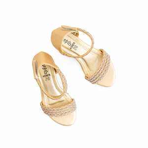 Sandalias de tacón dorado para niñas estilo elegante KD9878 - Product Image 1