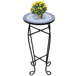 Table d'appoint en mosaïque bleue et blanche pour ornement de support de plante élégant de jardin - Product Image 1