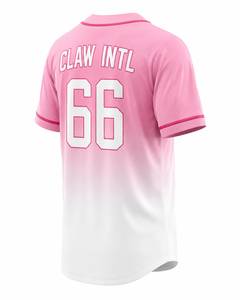 Camiseta de Béisbol Claw Intl Rosa con Degradado Blanco, Número 66, Manga Corta, Unisex, Transpirable, de Poliéster, para Adultos - Product Image 3