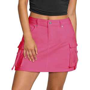 Jupe Courte en Jean Femme 2025 – Tendance, Taille Haute, Extensible, Denim, Poches Cargo Utilitaires, Technique Délavée, Tissée, Style Vintage, Idéale Été - Product Image 1