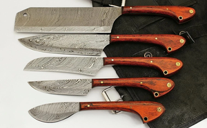 Premium LEGACY BLADES Full Tang Damascus Steel Chef <b>Knife</b> <b>Set</b> 5-Piece Ambidextrous Ergonomic Wooden Handle Polished Blade - Product Image 2