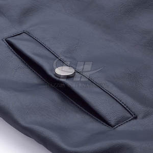 Veste en cuir de vache pour homme, design personnalisé, hiver, col montant et logo sur le devant, haute qualité, tendance - Product Image 5