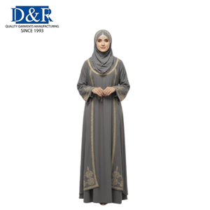 Abaya musulmane décontractée en jersey de polyester et soie de lait, extensible, pour femmes, tenue de prière, best-seller - Product Image 2