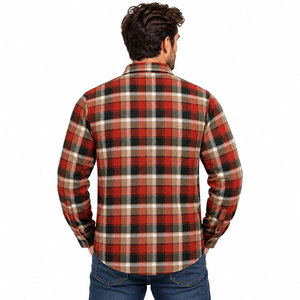 <b>Men's</b> <b>Red</b> Plaid Flannel <b>Shirt</b> Long Sleeve Button Up Casual Flannel <b>Shirt</b> With Chest Pocket - Product Image 3