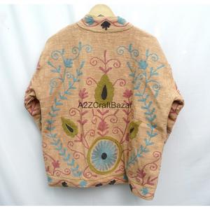 Chaqueta de Algodón para Mujer, Tejida a Mano, con Bordado Floral Colorido, Abertura Frontal, Ecológica, de Secado Rápido, Transpirable, Cuello en V, Estilo Chic - Product Image 3