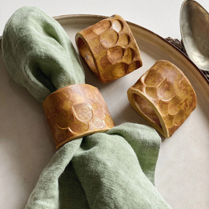 Rustic Handmade <b>Ceramic</b> Napkin <b>Rings</b> With Scalloped Texture For Earthy Table Decor Wabi Sabi Style Terracotta Napkin Holder - Product Image 1