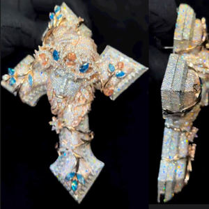 จี้พระเยซูรูปกางเขนประดับเพชรโมอิสซาไนต์แบบสั่งทำพิเศษ ดีไซน์หรูหรา เงินแท้ 925 ชุบทอง สไตล์ฮิปฮอป ได้รับการรับรองจาก GRA - Product Image 6