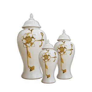 Vaso di porcellana in ceramica con effetto vapore barattolo di zenzero con Design fiore d'oro - Product Image 3