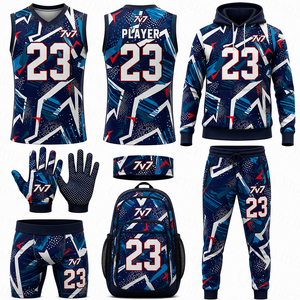 Set Personalizzato OEM per Uniforme da Football 7 contro 7, Maglia Senza Maniche Sublimata, Pantaloncini a Compressione, Felpa con Cappuccio, Zaino, <span class=keywords><strong>Kit</strong></span> Completo - Product Image 1