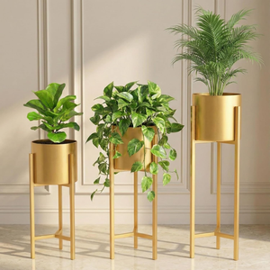 Ensemble de 3 pots de fleurs avec supports, pots de plantes en métal décoratifs modernes pour une utilisation en intérieur, décoration élégante pour la maison, le salon et le balcon - Product Image 3