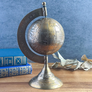 Globe de bureau vintage en laiton, carte du monde gravée, style céleste, ornement de table, décoration classique pour bureau, bibliothèque, salle d'étude, voyage - Product Image 4