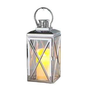 Farol de Vela de Acero Inoxidable Ecológico de Lujo Accent, con Vidrio Transparente y Mango de Madera, para Decoración del Hogar - Product Image 1