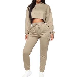 Athleisure Yoga Wear High Quality Inner Fluff Gym <b>Sweatpants</b> and Hoodie Set Sweat Suits Blank Sport Jogging Suits <b>Women</b> - Product Image 1