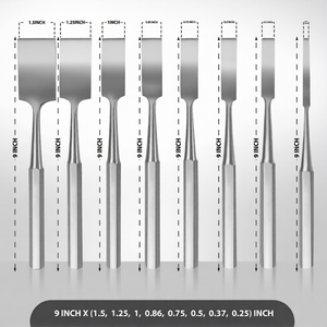 Juego de 8 Cinceles Hibbs de 9 Pulgadas (0.643.8cm) con Hojas Rectas, Mango Hexagonal, Acero Inoxidable, Kit Quirúrgico Ortopédico Manual, CE - Product Image 2