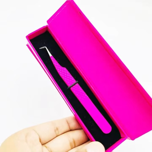 Pinzas para Pestañas de Punta Larga, Color Rosa Intenso, Recubrimiento en Polvo, Agarre Cómodo, Acero Inoxidable Sostenible, Antiestático, Cuidado Personal - Product Image 5