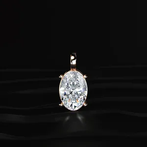 Pendentif solitaire classique au design élégant, diamant CVD de laboratoire taille ovale, couleur D-E et clarté VVS-VS, certifié IGI d'Inde. - Product Image 1