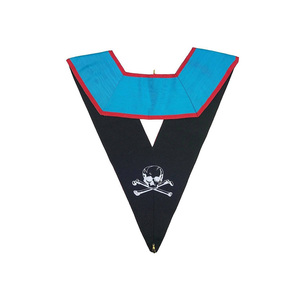 Collar de terciopelo azul y rojo hecho a mano para Maestro Ceremonial de Memphis Misraim, bordado en oro, ecológico y duradero, para uso ceremonial. - Product Image 2