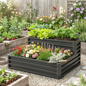 Heavy Duty Galvanized Metal Planter <b>Box</b> Outdoor Garden Bed Kit With Open Bottom <b>Large</b> Steel Vegetable Planting Bed - Product Image 6