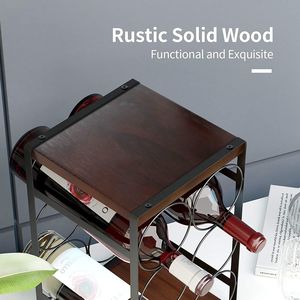 Portabottiglie Classico Mecor a 3 Livelli in Legno e Metallo, Espositore da Bancone per 6 Bottiglie, per Arredamento Casa e Bar - Product Image 2
