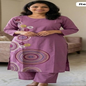 Ropa Étnica Flex Dhabu con Patrón Circular Bordado con Hilo, Colección Kurti-Pantalón Recto, Moda Femenina, Fabricante - Product Image 1