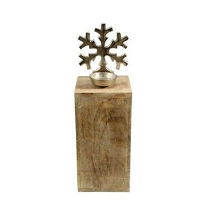 Best Selling Aluminum Christmas Star and T-<b>Light</b> on Wooden <b>Pillar</b> Box Beautiful Christmas Snow Star for Table Home & Hotel Decor - Product Image 1